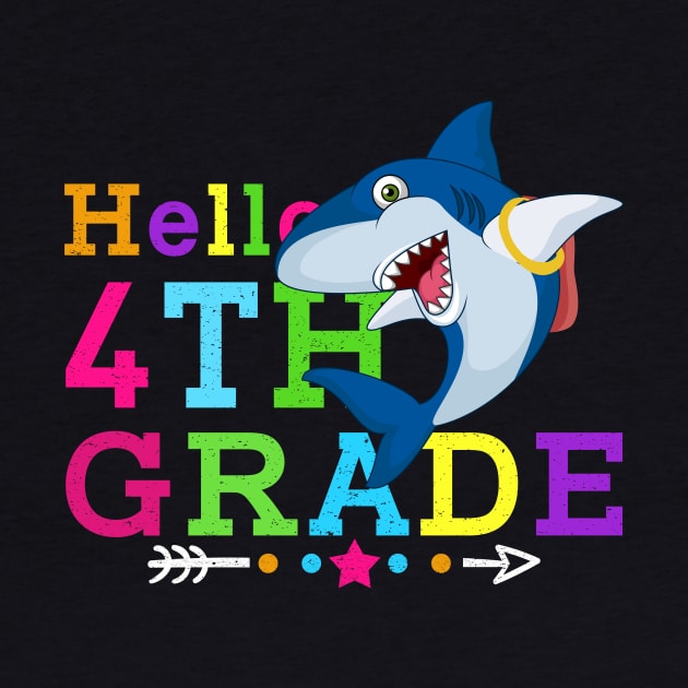 Shark Hello 4th Grade Tshirt Teachers Kids Back to school Gifts by kateeleone97023
